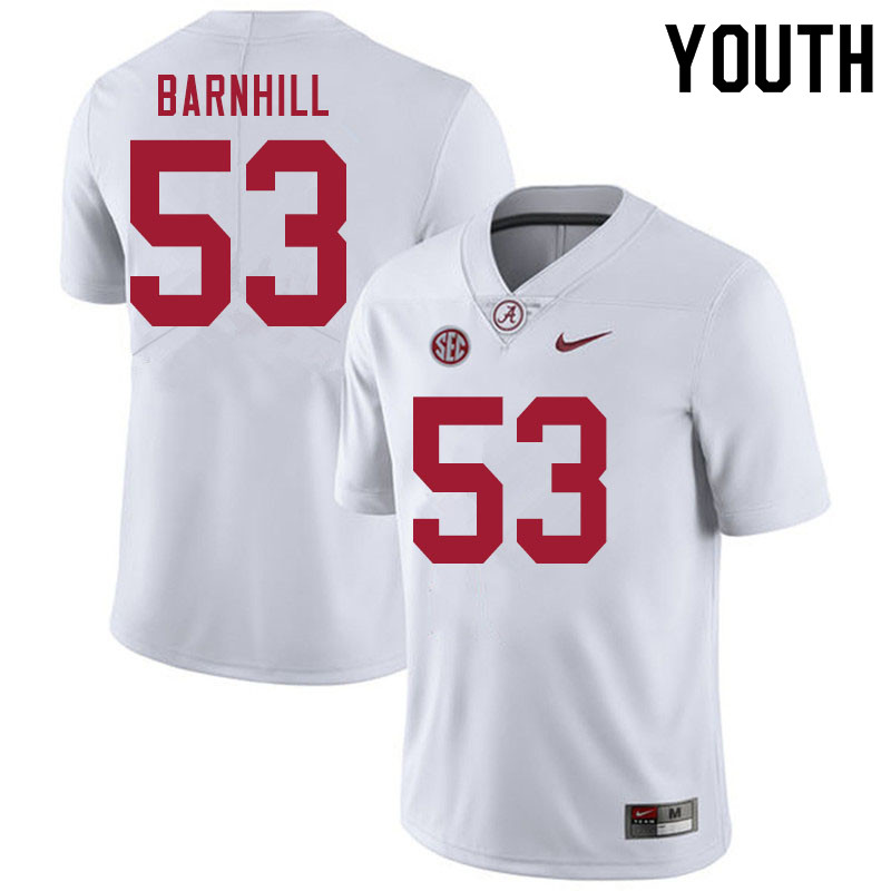 Youth #53 Matthew Barnhill Alabama White Tide College Football Jerseys Sale-White